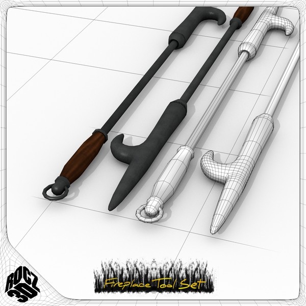 3d set fireplace tools model - Rocz3D Fireplace Tool Set by Rocz3D