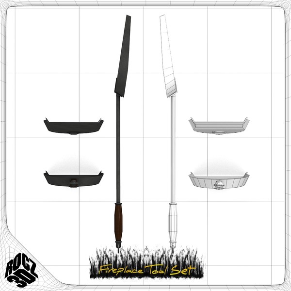 3d set fireplace tools model - Rocz3D Fireplace Tool Set by Rocz3D