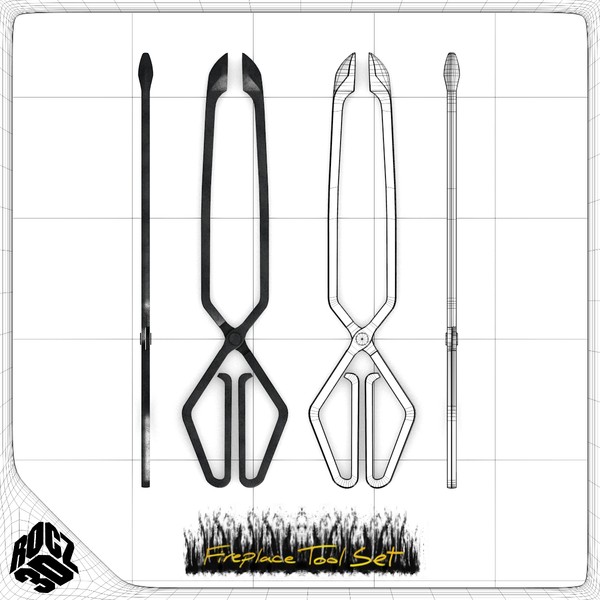3d set fireplace tools model - Rocz3D Fireplace Tool Set by Rocz3D
