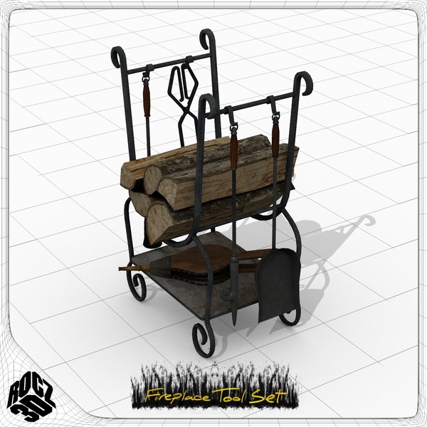 3d set fireplace tools model - Rocz3D Fireplace Tool Set by Rocz3D