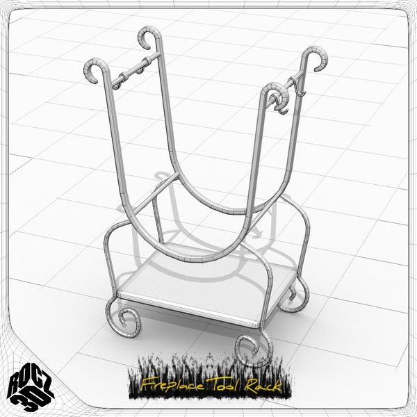 rack fireplace tools 3d model - Rocz3D Fireplace Tool Rack by Rocz3D
