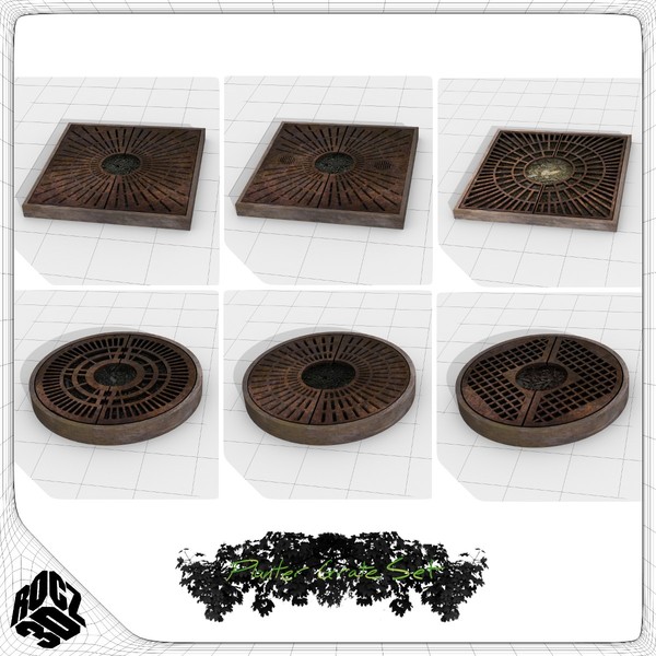 3d model tree planter grate set - Tree Planter Grate Set by Rocz3D