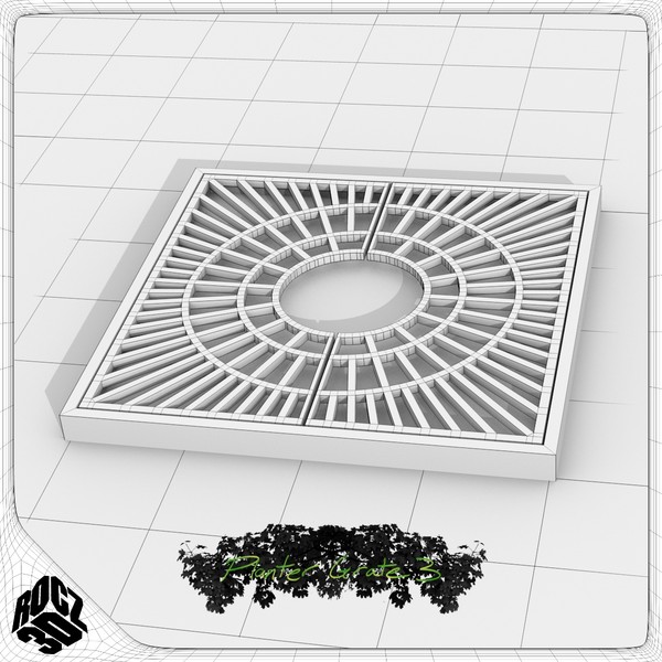 tree planter grate 3 obj - Tree Planter Grate Square 3 by Rocz3D