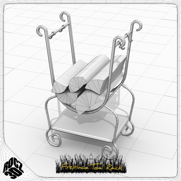 rack fireplace tools 3d model - Rocz3D Fireplace Tool Rack by Rocz3D