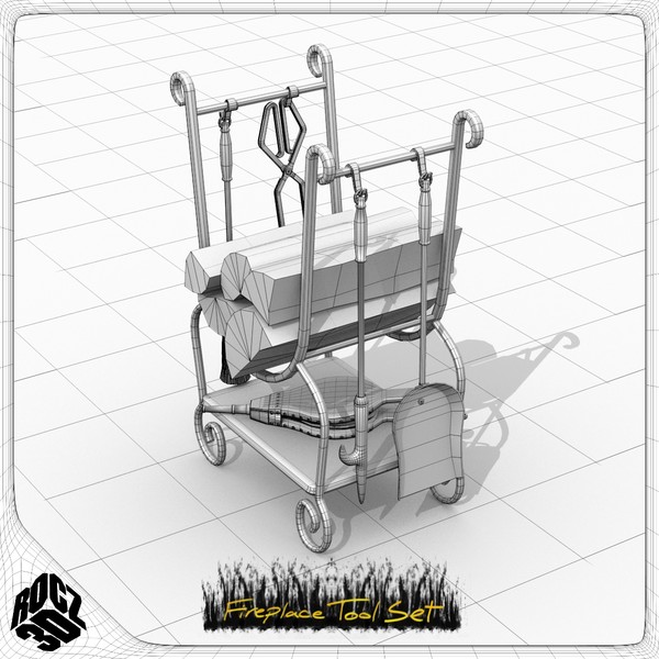 3d set fireplace tools model - Rocz3D Fireplace Tool Set by Rocz3D