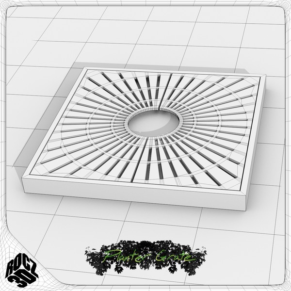 3d tree planter grate model - Tree Planter Grate Square 1 by Rocz3D