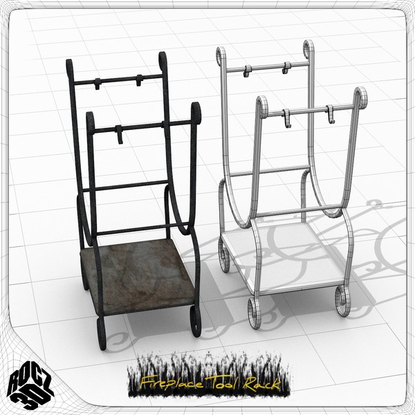 rack fireplace tools 3d model - Rocz3D Fireplace Tool Rack by Rocz3D