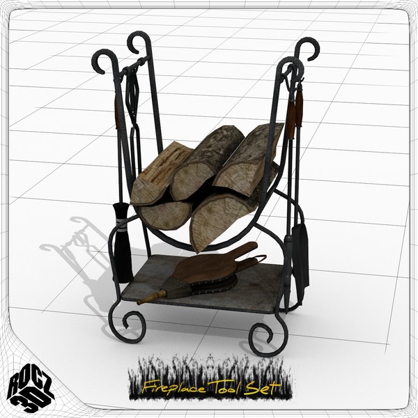 3d set fireplace tools model - Rocz3D Fireplace Tool Set by Rocz3D