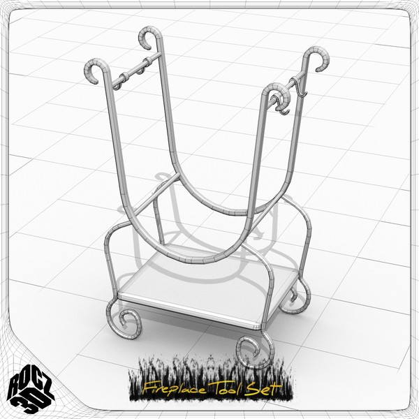 3d set fireplace tools model - Rocz3D Fireplace Tool Set by Rocz3D