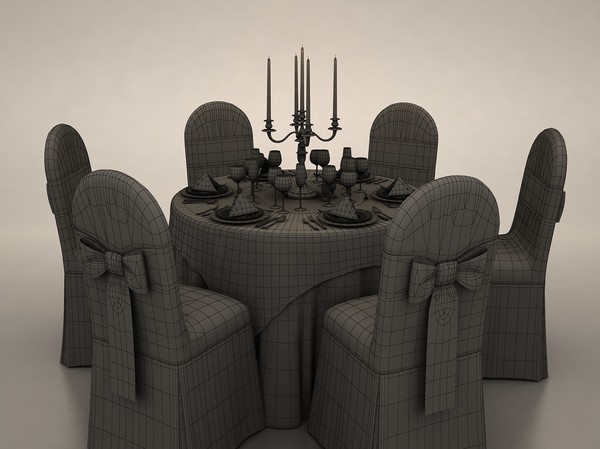 3d model dinner table - Dinner Table by 3dKiosco