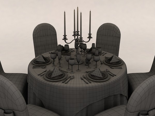 3d model dinner table - Dinner Table by 3dKiosco