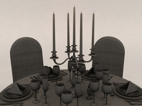 3d model dinner table - Dinner Table by 3dKiosco