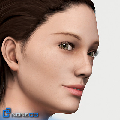 free realistic female girl head 3d model - Anatomy Girl Angie Rigged by NONECG