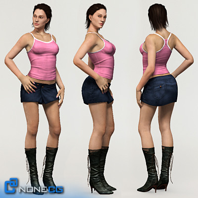 free realistic female girl head 3d model - Anatomy Girl Angie Rigged by NONECG