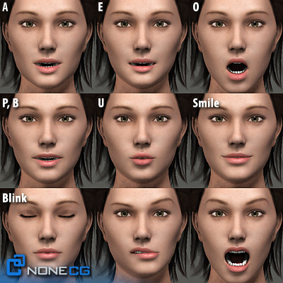 free realistic female girl head 3d model - Anatomy Girl Angie Rigged by NONECG