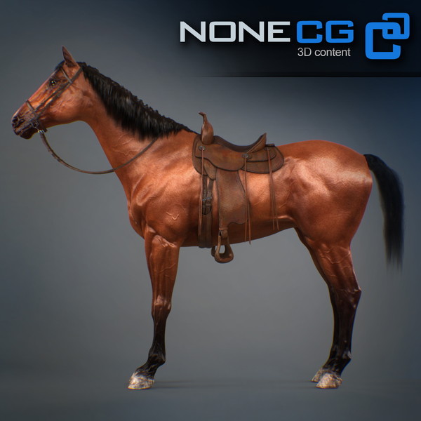 horse animal mammal 3d model - Western Horse... by NONECG