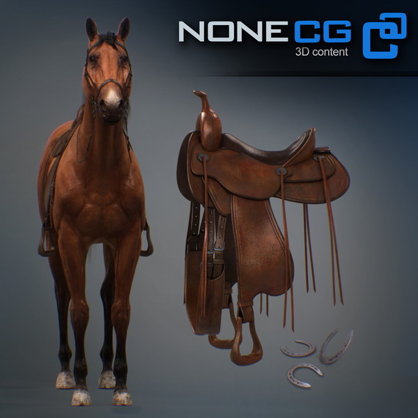 horse animal mammal 3d model - Western Horse... by NONECG
