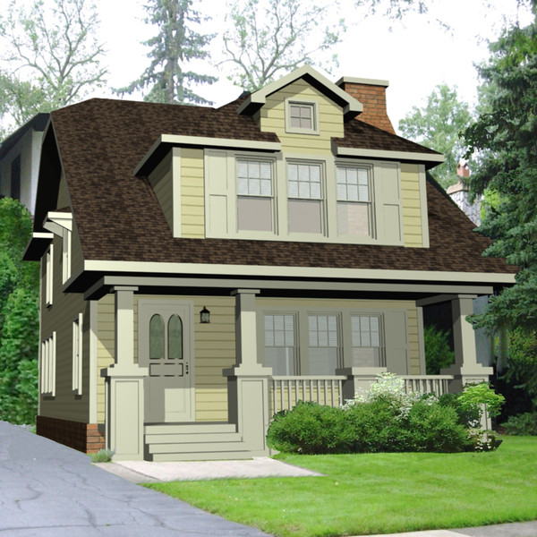 3ds exterior craftman house - House Craftsman Narrow Lot... by chaosfractal
