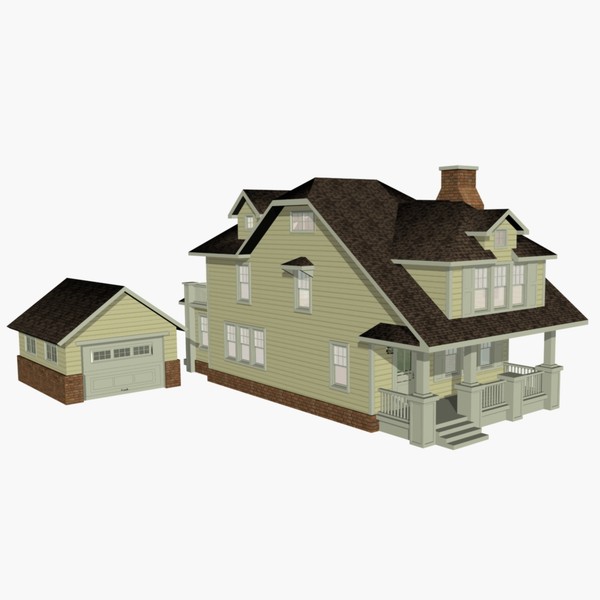 3ds exterior craftman house - House Craftsman Narrow Lot... by chaosfractal