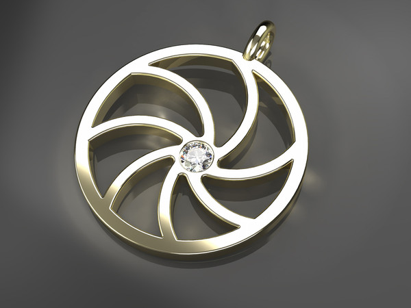 rhino gold pendant - Round pendant... by CADJEWELRY