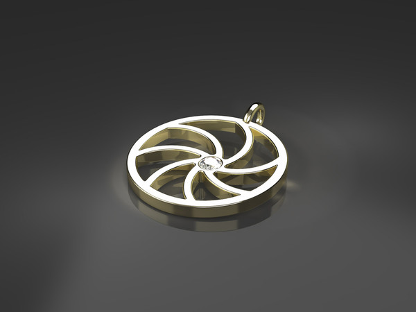 rhino gold pendant - Round pendant... by CADJEWELRY