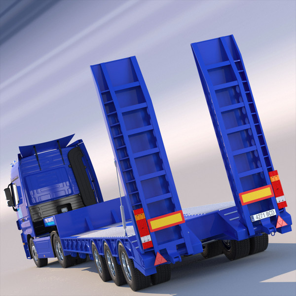 3d mercedes actros excavator model - New Actros Truck with flatbed semitruck by ArqArt3D