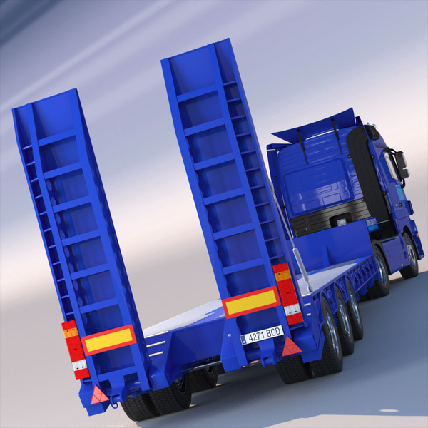 3d mercedes actros excavator model - New Actros Truck with flatbed semitruck by ArqArt3D