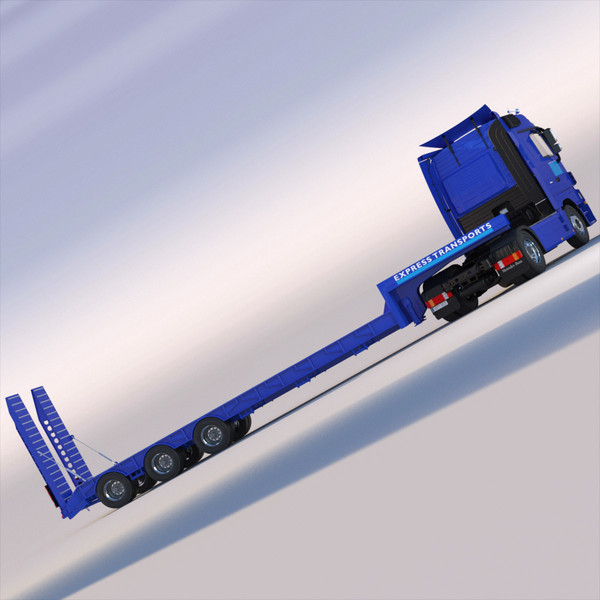 3d mercedes actros excavator model - New Actros Truck with flatbed semitruck by ArqArt3D