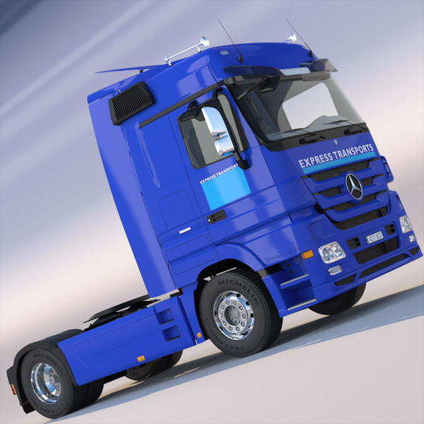 3d mercedes actros excavator model - New Actros Truck with flatbed semitruck by ArqArt3D
