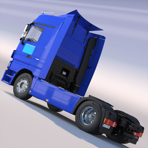 3d mercedes actros excavator model - New Actros Truck with flatbed semitruck by ArqArt3D