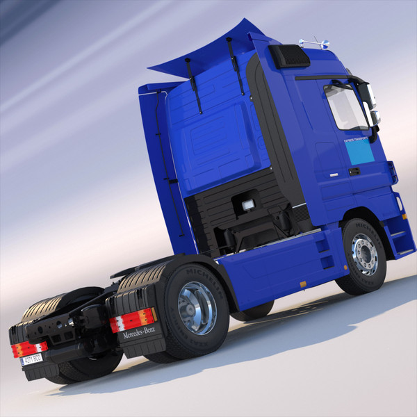 3d mercedes actros excavator model - New Actros Truck with flatbed semitruck by ArqArt3D