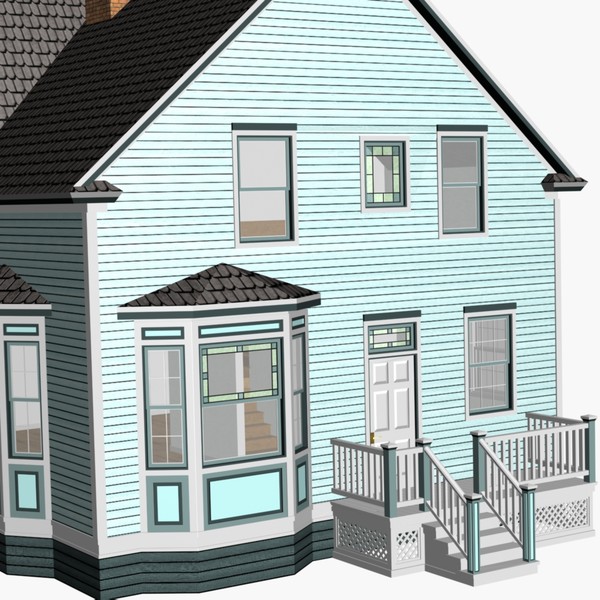3d model of blue victorian house - Blue Victorian House... by chaosfractal