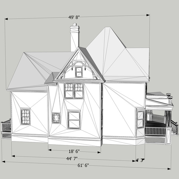 3d model of blue victorian house - Blue Victorian House... by chaosfractal