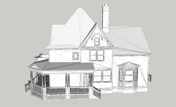 3d model of blue victorian house - Blue Victorian House... by chaosfractal