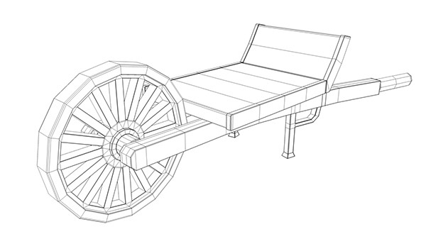 free obj mode wheel barrow pushcart - Wheelbarrow Pushcart by tuann123