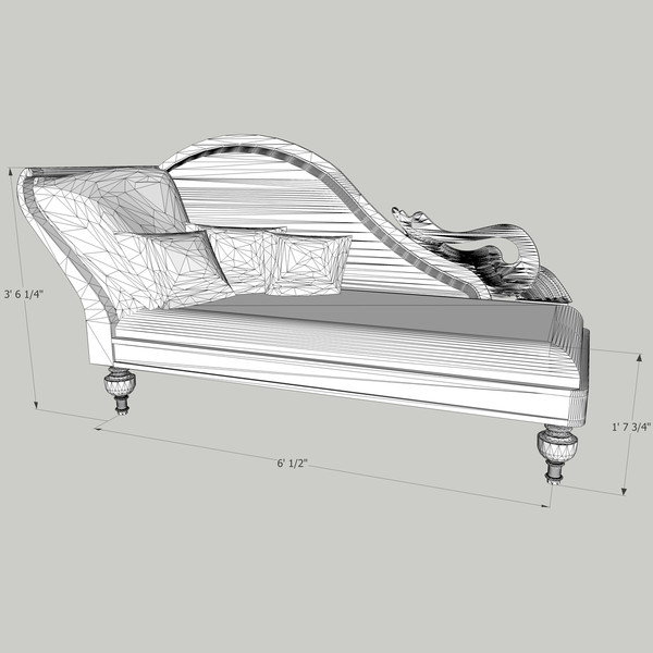 3d antique chaise lounge swan model - The Swan Lounge by chaosfractal