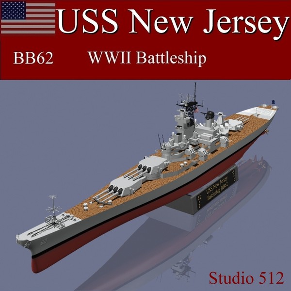 uss new jersey battleships 3d dxf - USS New Jersey Battleship by jhthomas512
