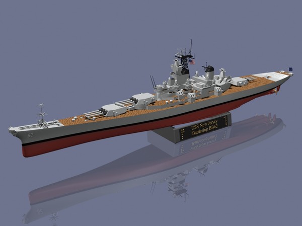 uss new jersey battleships 3d dxf - USS New Jersey Battleship by jhthomas512