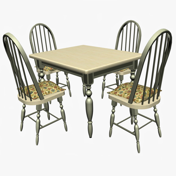 3d country kitchen table model - Yellow Country Kitchen by chaosfractal