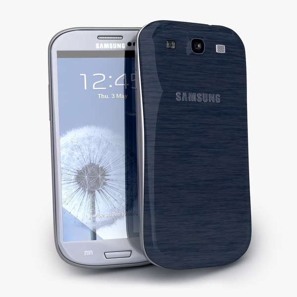 3d new samsung galaxy s3 - new Samsung Galaxy S3 Smartphone White and Blue collection... by Leeift