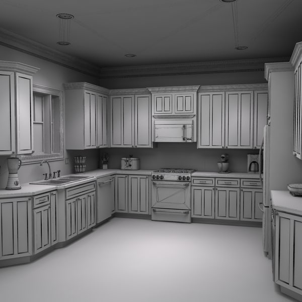 3d max kitchen scene - Full Kitchen Scene 2... by monkeyodoom