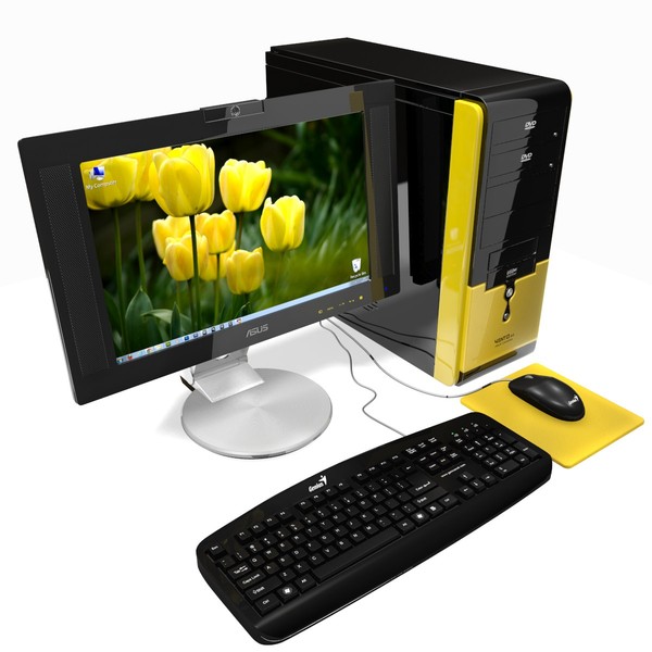 computer asus 3d model - Computer Yellow by PROmax_