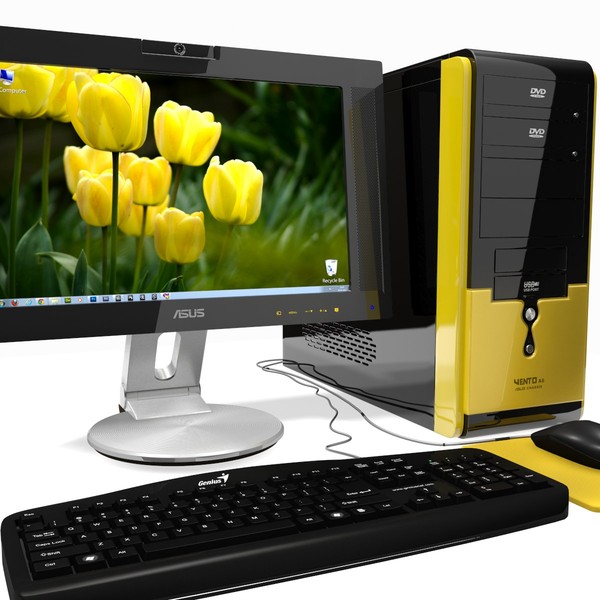computer asus 3d model - Computer Yellow by PROmax_