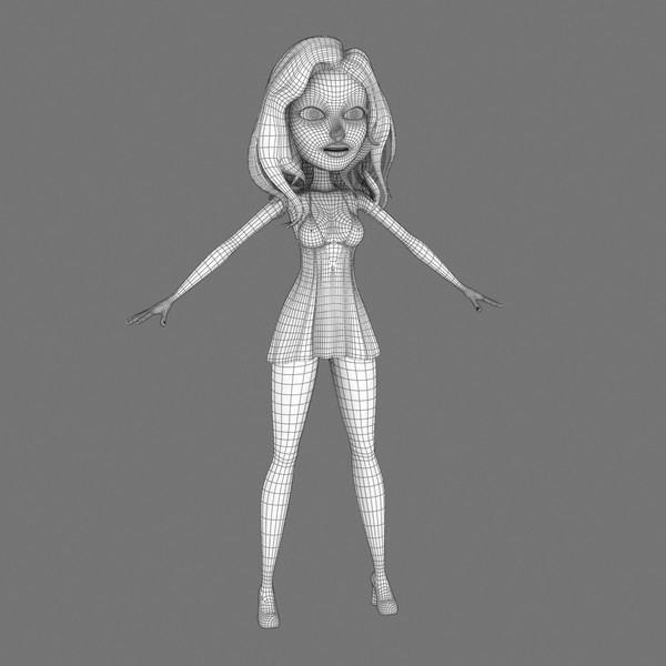3d rigged cartoon blonde girl animation model - Rigged Cartoon Woman 03 Blonde in Red... by Denys Almaral