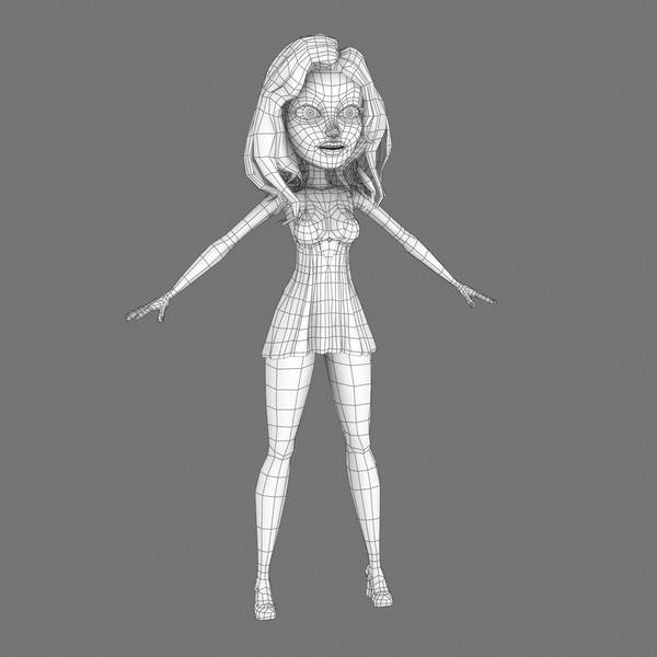 3d rigged cartoon blonde girl animation model - Rigged Cartoon Woman 03 Blonde in Red... by Denys Almaral