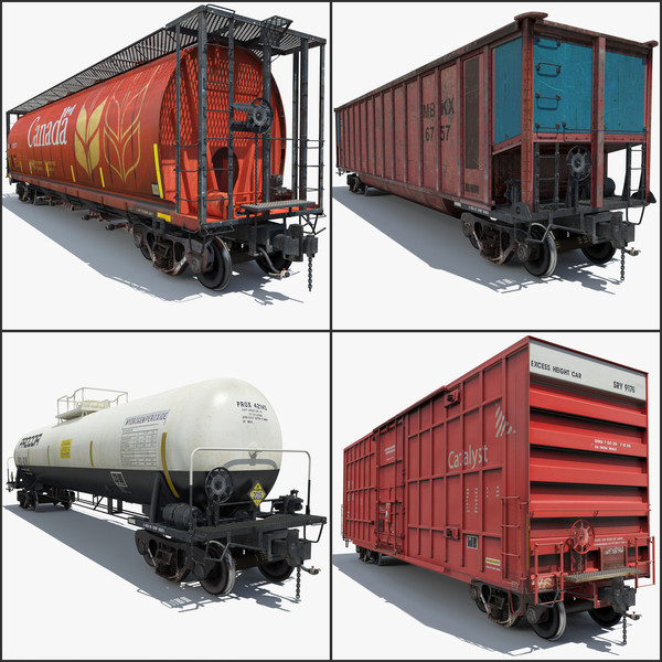 cargo cars 3d max - Train 4 Freight Cars... by Trueview 3D
