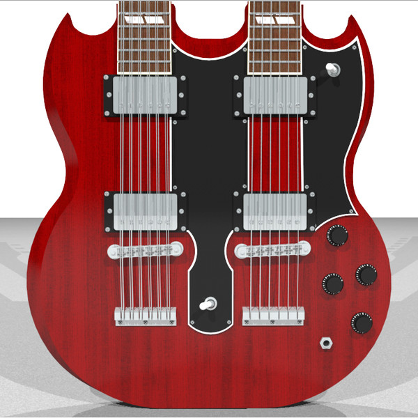 3d model guitar gibson double - Gibson Double Neck Guitar: C4D Format... by phantomliving