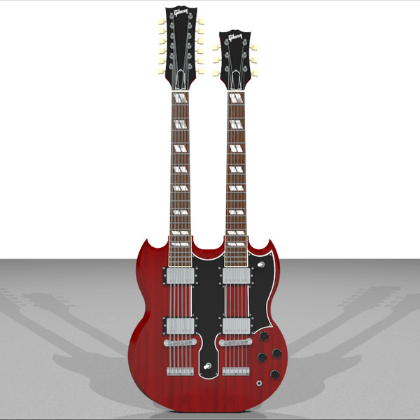 3d model guitar gibson double - Gibson Double Neck Guitar: C4D Format... by phantomliving