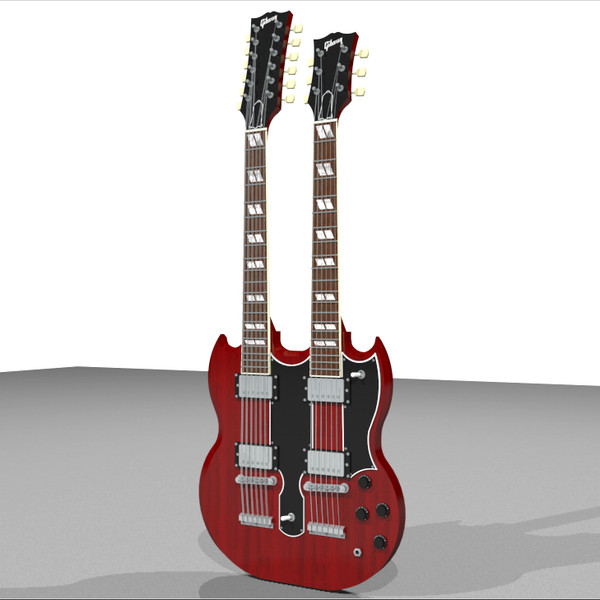 3d model guitar gibson double - Gibson Double Neck Guitar: C4D Format... by phantomliving