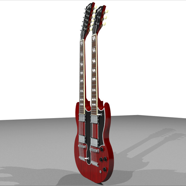 3d model guitar gibson double - Gibson Double Neck Guitar: C4D Format... by phantomliving